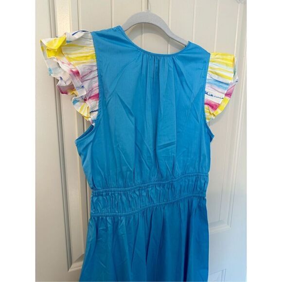 NWT Alden Adair Willow Maxi Ruffle V-Neck Hi-Low Ocean Dress Women’s Medium - Picture 8 of 12